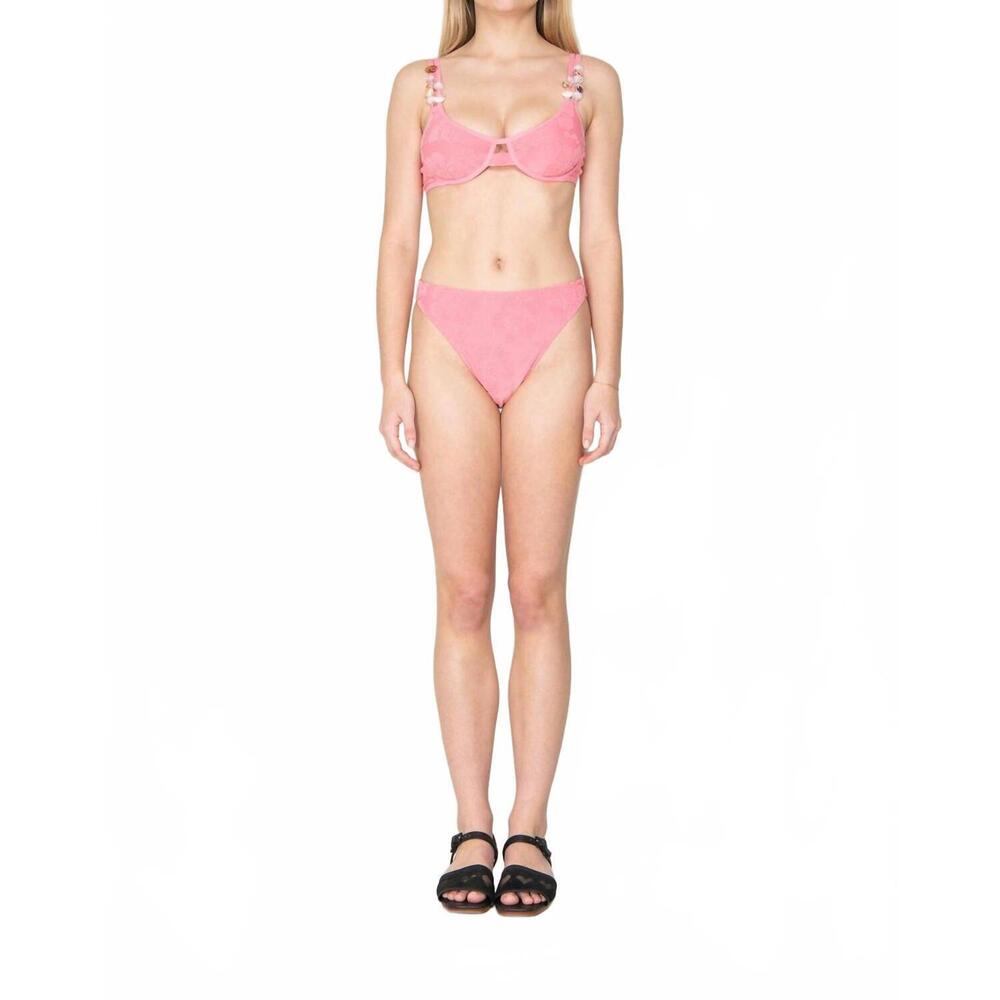 NEW EM ON HOLIDAY women's terry hibiscus bikini set in light pink